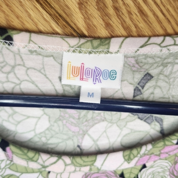 Lularoe Green, Pink, And Cream Floral Print Julia Bodycon Medium Dress - Picture 4 of 14